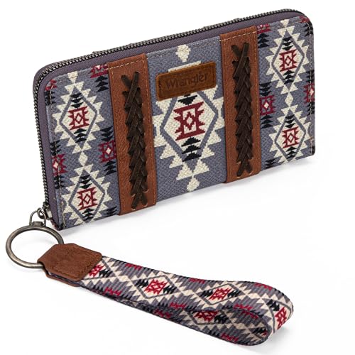 Montana West Wrangler Wristlet Western Wallet Boho Aztec Kreditkartenetui für Damen, 2023 Schwarz und Grau, Large, Minimalistisch von Montana West