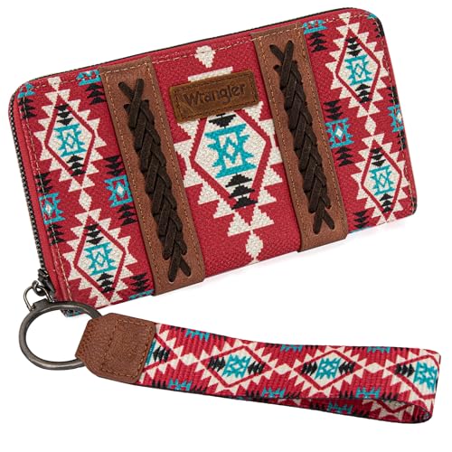 Montana West Wrangler Wristlet Western Wallet Boho Aztec Kreditkartenetui für Damen, 2203 Burgund, Large, Minimalistisch von Montana West