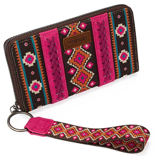 Montana West Wrangler Wristlet Western Wallet Boho Aztec Kreditkartenetui für Damen, 2203 Hot Pink, Large, Minimalistisch von Montana West