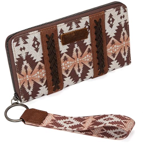 Montana West Wrangler Wristlet Western Wallet Boho Aztec Kreditkartenetui für Damen, 2203 Light Coffee, Large, Minimalistisch von Montana West