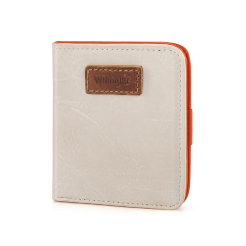 Montana West X Wrangler Geldbörse Damen klein mit RFID-Innenfutter und einer Münzbörse, Beige, Small, Minimalistisch von Montana West