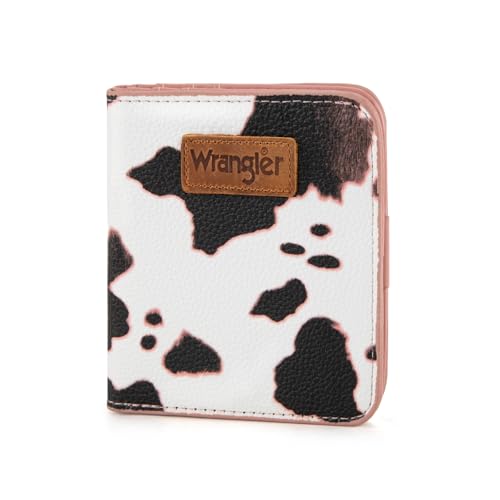Montana West X Wrangler Geldbörse Damen klein mit RFID-Innenfutter und einer Münzbörse, Kuhrosa., Small, Minimalistisch von Montana West