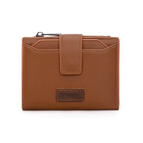 Montana West X Wrangler Geldbörse für Damen, faltbar, klein, RFID-blockierend, Damengeldbörse mit 3 Ausweisfenstern, Braun, small, Kleine Geldbörse von Montana West