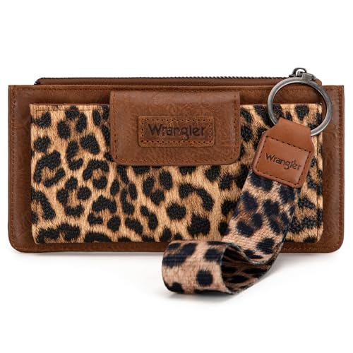 Montana West X Wrangler Handgelenk-Geldbörsen für Damen mit Ausweisfenster und Münzgeldbörse, Leopard, Large, Classic Montana West X Wrangler Handgelenk-Geldbörsen für Damen mit Ausweisfenster und Münzgeldbörse, Leopard, Large, Classic von Montana West