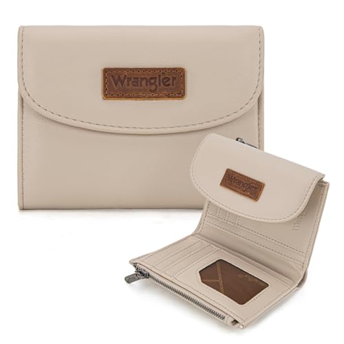 Montana West X Wrangler Kleine Geldbörsen für Damen, dreifach faltbar, RFID-blockierend, große Kapazität, Clutch-Geldbörsen mit Münzgeldbörsen, aprikose von Montana West