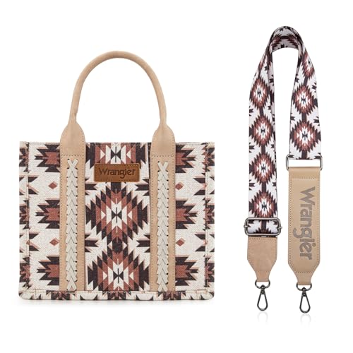 Montana West X Wrangler Tragetasche für Damen, Boho-Azteken-Schultertasche, Tragegriff oben, Handtasche, A-aztekisch-hellbraun, Medium von Montana West