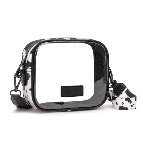 Montana West X Wrangler Transparente Tasche für Stadionveranstaltungen, Crossbody-Tasche für Konzerte, Sport, Schwarz-Kuh-Druck von Montana West