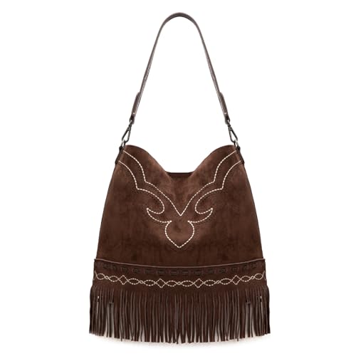 Montana West ern Fringe Hobo Taschen für Damen, weiche Designer-Schultertasche mit Tragegriff oben, Kaffee von Montana West