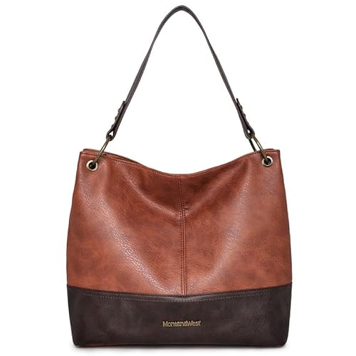 Montana West modische Tragetasche mit Reißverschluss, große Ledergeldbörsen und Handtaschen für Damen, Top-Griff, Schultertasche, Hobo-Taschen, bronze, Large von Montana West