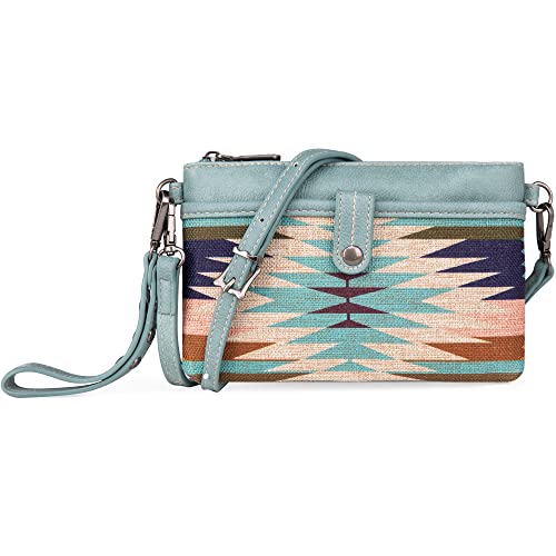 Wrangler Clutch Wristlet Geldbörse Western Crossbody Taschen für Damen, Azteken-Türkis von Montana West