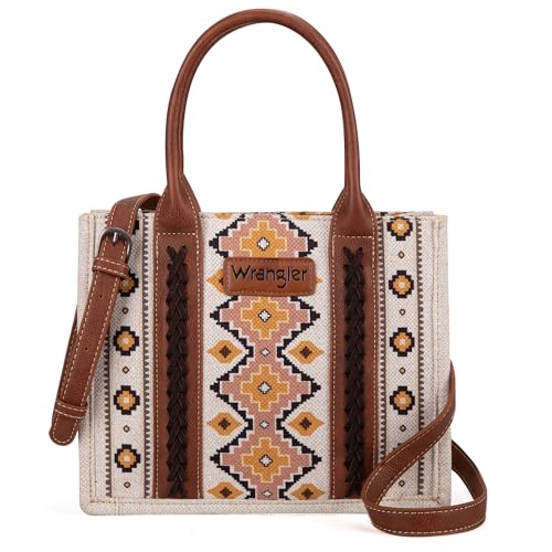 Wrangler Tragetasche, Western-Geldbörsen für Damen, Schultertasche, Boho, Azteken-Handtaschen, A Angel White - M, Medium von Montana West