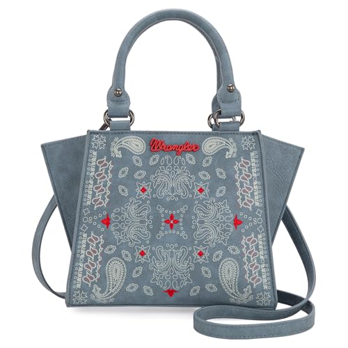 Wrangler Kleine Tote Geldbörse Süße Damen Handtaschen Western Paisley Print Satchel Taschen, Paisley-Jeans, Medium von Montana West