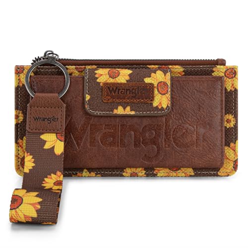 Wrangler Handgelenk-Geldbörse für Damen, Western-Clutch, RFID-Geldbörse für Damen, Artist-sunflower Brown von Montana West