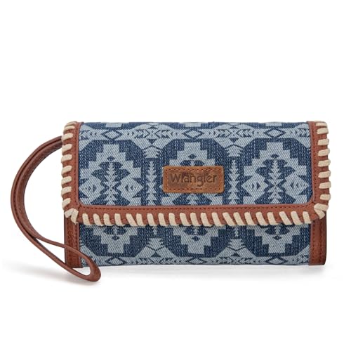 Wrangler Handgelenktasche für Damen, Azteken-Umhängetasche, Clutch, Geldbörsen mit Handytasche, A-Jeans von Montana West