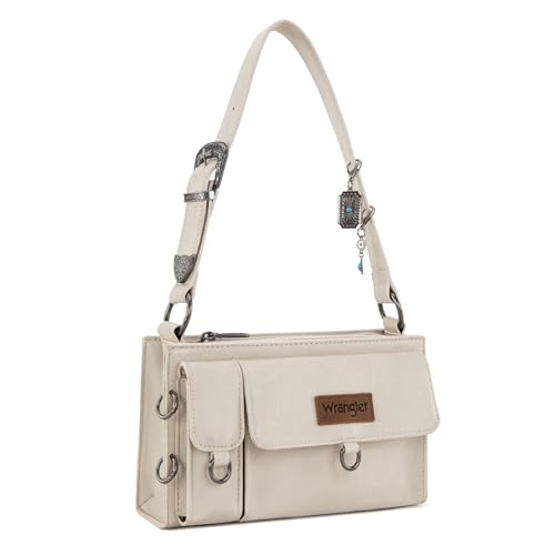 Wrangler Kleine Umhängetasche Y2K Geldbörse für Damen mit schicken, abnehmbaren Anhängern und mehreren Taschen, Cremig, Y2k von Montana West
