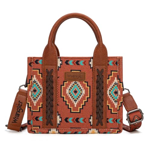 Wrangler Mini Tote Bag Small Top Handle Bag Ladies Woven Satchel Handbag, Boho-Braun von Montana West