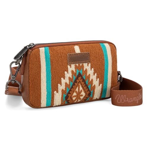 Wrangler Mini-Umhängetasche für Damen, Western-Azteken-Clutch, Designer-Wandteppich, Schulterhandtaschen, Braun, Einheitsgröße von Montana West