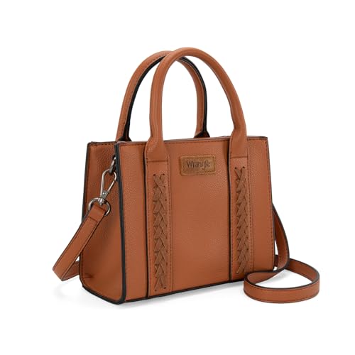 Wrangler Mini-Umhängetasche für Damen, süße kleine Tragetasche, Schultertasche, Handtasche, Tragegriff oben, mit verstellbarem Riemen, Braun, Small von Montana West