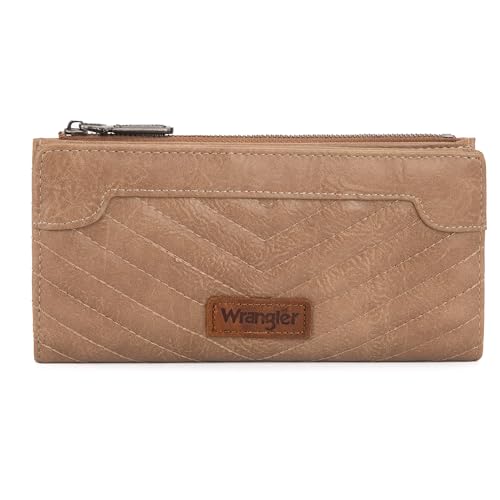 Wrangler Minimalistische Geldbörse für Damen, Kreditkartenetui, Reisebrieftasche, Kartenetuis und Geldorganizer mit glatten Reißverschlüssen, Khaki, Minimalistisch von Montana West