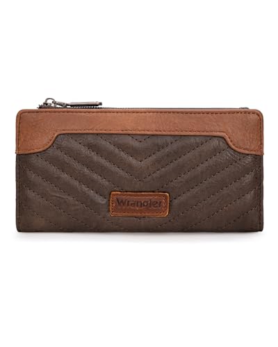 Wrangler Minimalistische Geldbörse für Damen, Kreditkartenetui, Reisebrieftasche, Kartenetuis und Geldorganizer mit glatten Reißverschlüssen, Braun - Kaffeebraun, Minimalistisch von Montana West