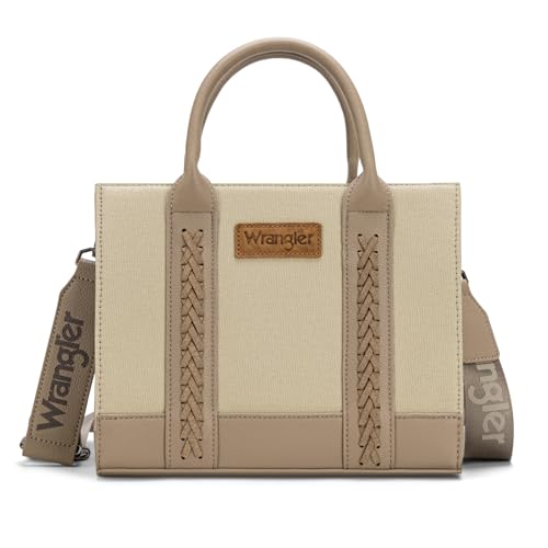 Montana West Wrangler Mittelgroße Tragetasche für Damen, Segeltuch, Handtasche mit Tragegriff oben, mit Reißverschlusstasche, Khaki, Medium von Montana West
