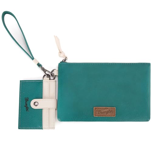 Montana West Wrangler Schlüsselanhänger für Damen, abnehmbare Doppeltasche, tragbarer Kartenhalter für Damen, Türkis/Ausflug, einfarbig (Getaway Solids) von Montana West