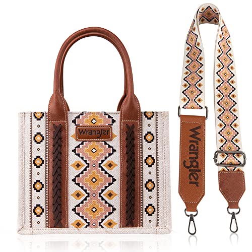 Wrangler Tragetasche, Western-Geldbörsen für Damen, Schultertasche, Boho, Azteken-Handtaschen, A Angel White - Wide Strap M, Medium von Montana West