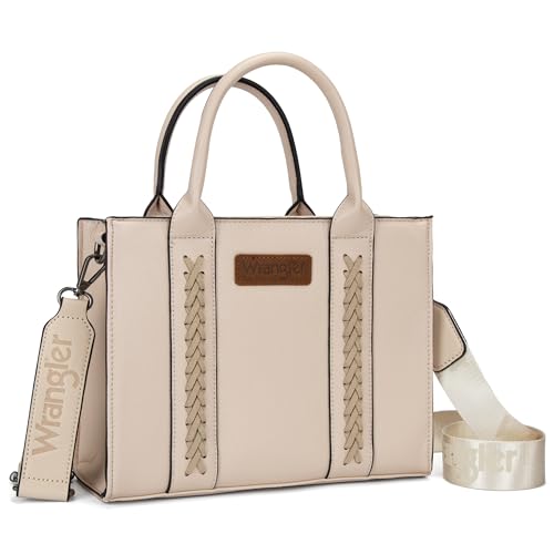 Wrangler Tragetasche für Damen, Designer-Umhängetasche, Handtasche mit Tragegriff und Riemen, A-Natur-Beige, Medium von Montana West