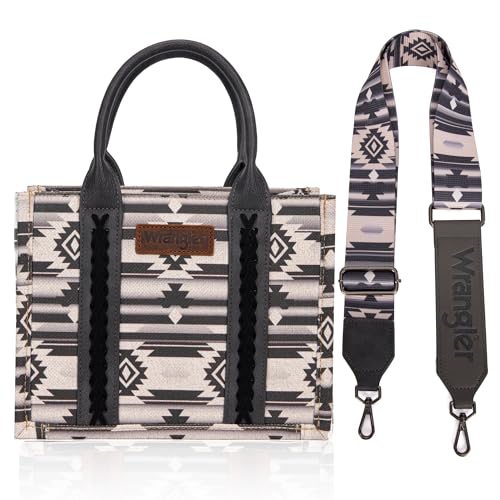 Wrangler Tragetasche für Damen, Western-Azteken-Geldbörse und Handtaschen-Set, Angel Diamond Black mit Geldbörse, Einheitsgröße von Montana West