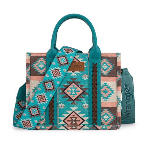 Wrangler Tragetasche für Damen, Western-Schultertasche, Boho, Aztekenmuster, Handtasche, Türkis/Ausflug, einfarbig (Getaway Solids), Einheitsgröße von Montana West