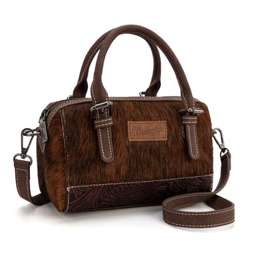 Wrangler Umhängetasche aus Rindsleder für Damen, Western-Designer-Handtasche mit Tragegriff, Rindsleder-Kaffee von Montana West