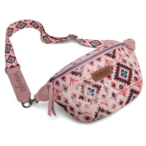 Wrangler Umhängetasche für Damen, Azteken-Bauchtasche, Brustgürtel, Geldbörse mit verstellbarem Riemen, Pink Wrangler Umhängetasche für Damen, Azteken-Bauchtasche, Brustgürtel, Geldbörse mit verstellbarem Riemen, Pink von Montana West