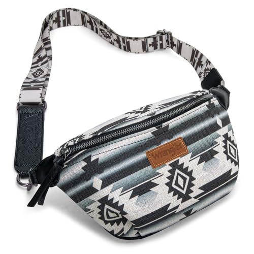 Montana West Wrangler Große Bauchtaschen für Damen, Western-Umhängetasche, Azteken-Gürtel, Geldbörse, Schwarz, 11" x 2.3" x 7.5" von Montana West