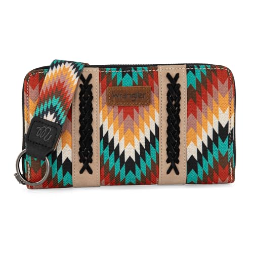 Wrangler Wallet Wristlet Aztec Clutch Long Purse Boho Credit Card Holder Wallet, A Ripple Black, Einheitsgröße von Montana West