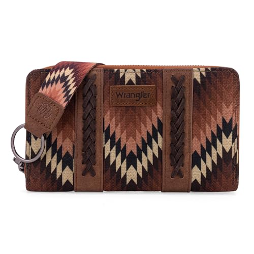Wrangler Wallet Wristlet Aztec Clutch Long Purse Boho Credit Card Holder Wallet, A Ripple Brown, Einheitsgröße von Montana West