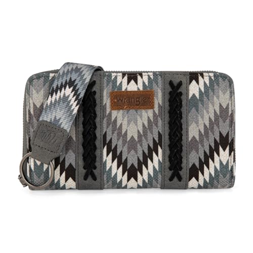 Wrangler Wallet Wristlet Aztec Clutch Long Purse Boho Credit Card Holder Wallet, A Ripple Grey, Einheitsgröße von Montana West
