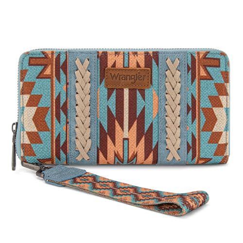 Wrangler Wallet Wristlet Aztec Clutch Long Purse Boho Credit Card Holder Wallet, Boho Azteken-Jeans von Montana West