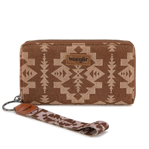 Wrangler Wallet Wristlet Aztec Clutch Long Purse Boho Credit Card Holder Wallet, Braun, Einheitsgröße von Montana West