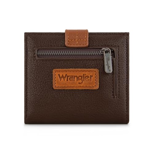 X Wrangler Kleine dünne Geldbörsen für Damen, minimalistische Faltkartenetuis und Geldorganizer mit Münzfach mit Reißverschluss, Kaffee, small, Casual von Montana West