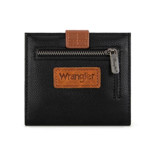 X Wrangler Kleine dünne Geldbörsen für Damen, minimalistische Faltkartenetuis und Geldorganizer mit Münzfach mit Reißverschluss, Schwarzbraun, small, Casual von Montana West