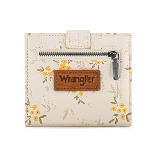 X Wrangler Kleine dünne Geldbörsen für Damen, minimalistische Faltkartenetuis und Geldorganizer mit Münzfach mit Reißverschluss, beige floral, small, Casual von Montana West