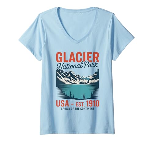 Damen Glacier National Park Nature Lover T-Shirt mit V-Ausschnitt Damen Glacier National Park Nature Lover T-Shirt mit V-Ausschnitt von Montana’s Crown of the Continent - Glacier