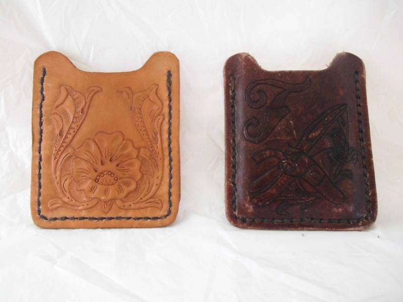 Maßgeschneiderte Hand Punzierte Leder Kreditkartenhalter/Geldklammer Auf Bestellung von MontanaStansLeather