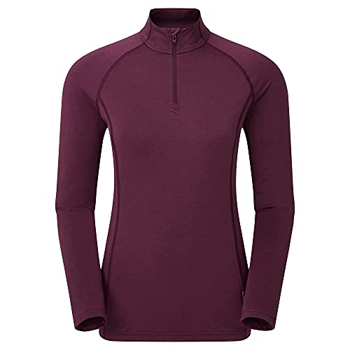 Montane Damen Dart Thermo Zip Neck T-Shirt, Wineberry, 34 von Montane