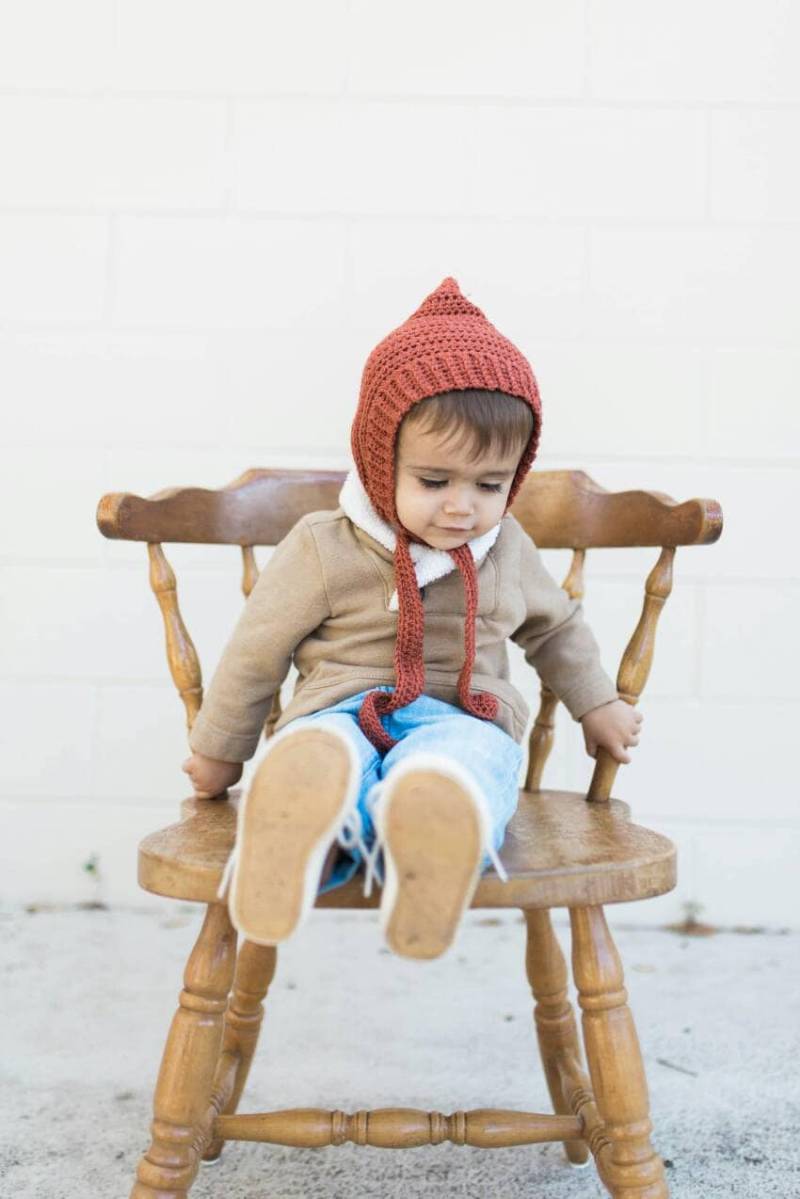 Gehäkelte Baby Mütze Pixie Mütze Aus Merino Wolle, Orange von MontanoCrochet