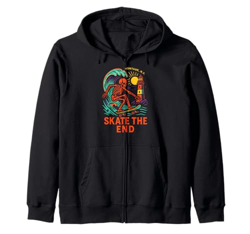 Montauk Skate The End Retro Herren Skateboarding Kapuzenjacke von Montauk Beach Life Surfs Up Skateboarding Style