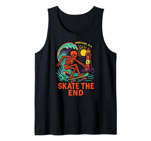 Montauk Skate The End Retro Herren Skateboarding Tank Top von Montauk Beach Life Surfs Up Skateboarding Style