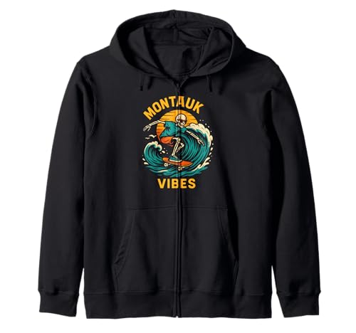Montauk Surfing Montauk Vibes Retro Herren Strandleben Kapuzenjacke von Montauk Beach Life Surfs Up Skateboarding Style