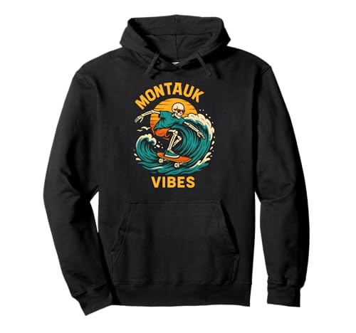 Montauk Surfing Montauk Vibes Retro Herren Strandleben Pullover Hoodie von Montauk Beach Life Surfs Up Skateboarding Style