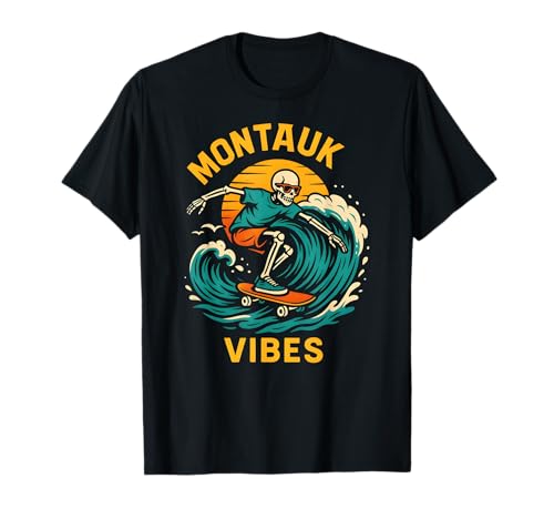 Montauk Surfing Montauk Vibes Retro Herren Strandleben T-Shirt Montauk Surfing Montauk Vibes Retro Herren Strandleben T-Shirt von Montauk Beach Life Surfs Up Skateboarding Style